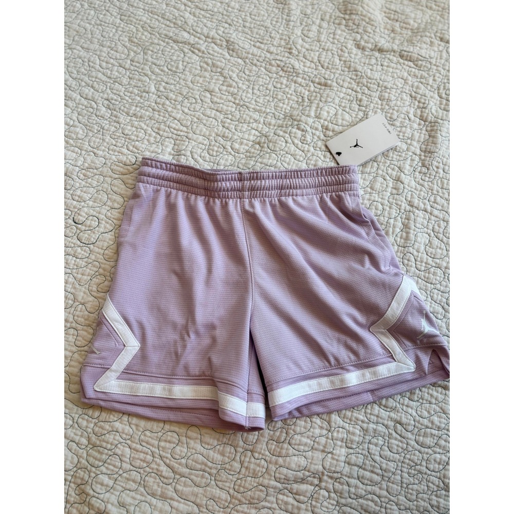 Jordan Kids Dri-FIT Basketball Shorts Purple White Jumpman Size Medium